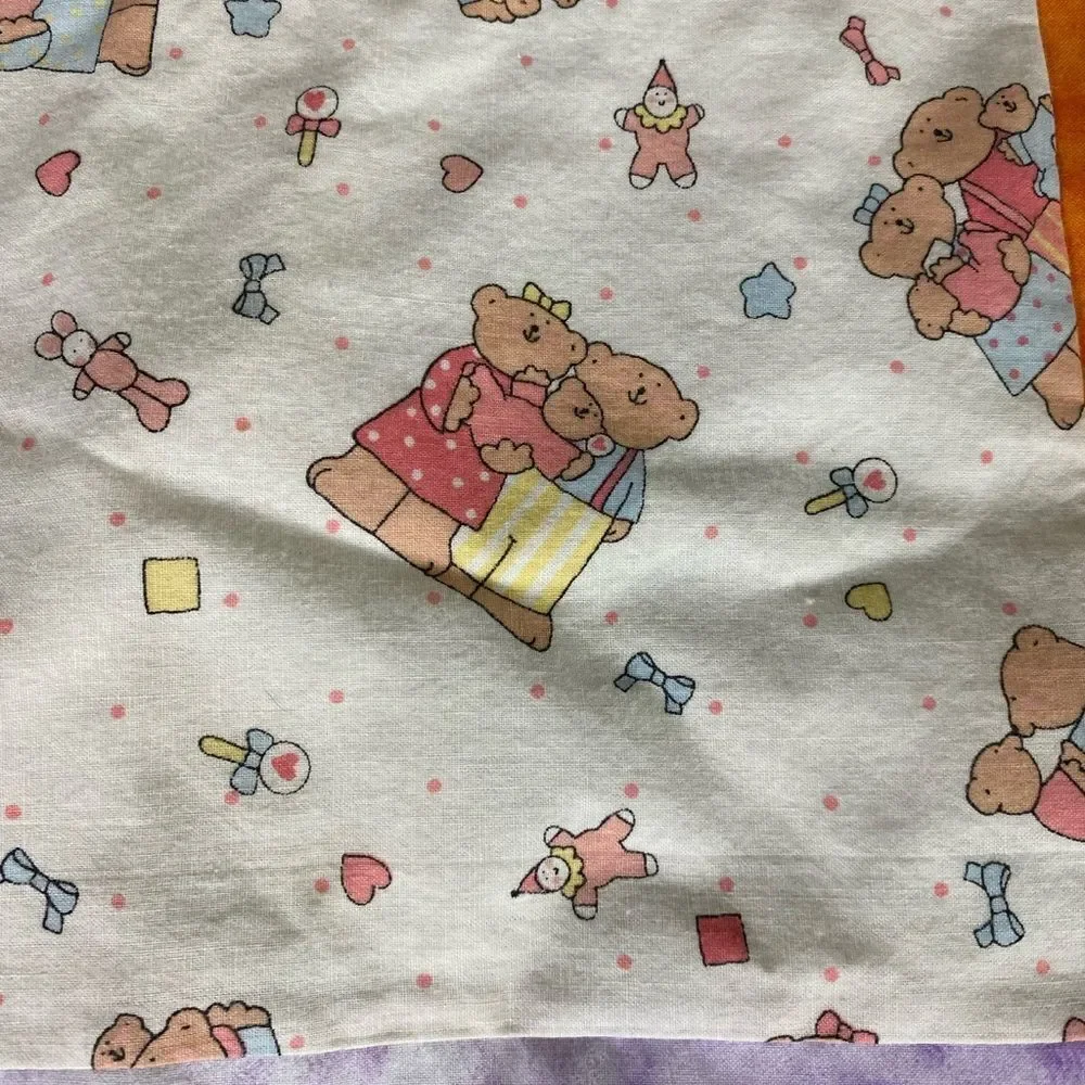 Colorful child’s Patchwork Quilt Throw 40” x 39” handmade reversible